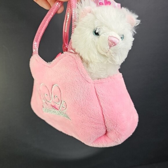Aurora World Princess Kitten Carrier Fancy Pals Purse With White Plush Cat 7” - Picture 15 of 15